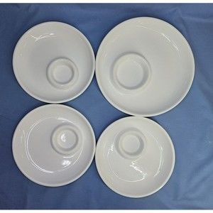 Breakfast Deviled Egg Plate Serving Set of 4 Vintage Handmade Ceramic White
